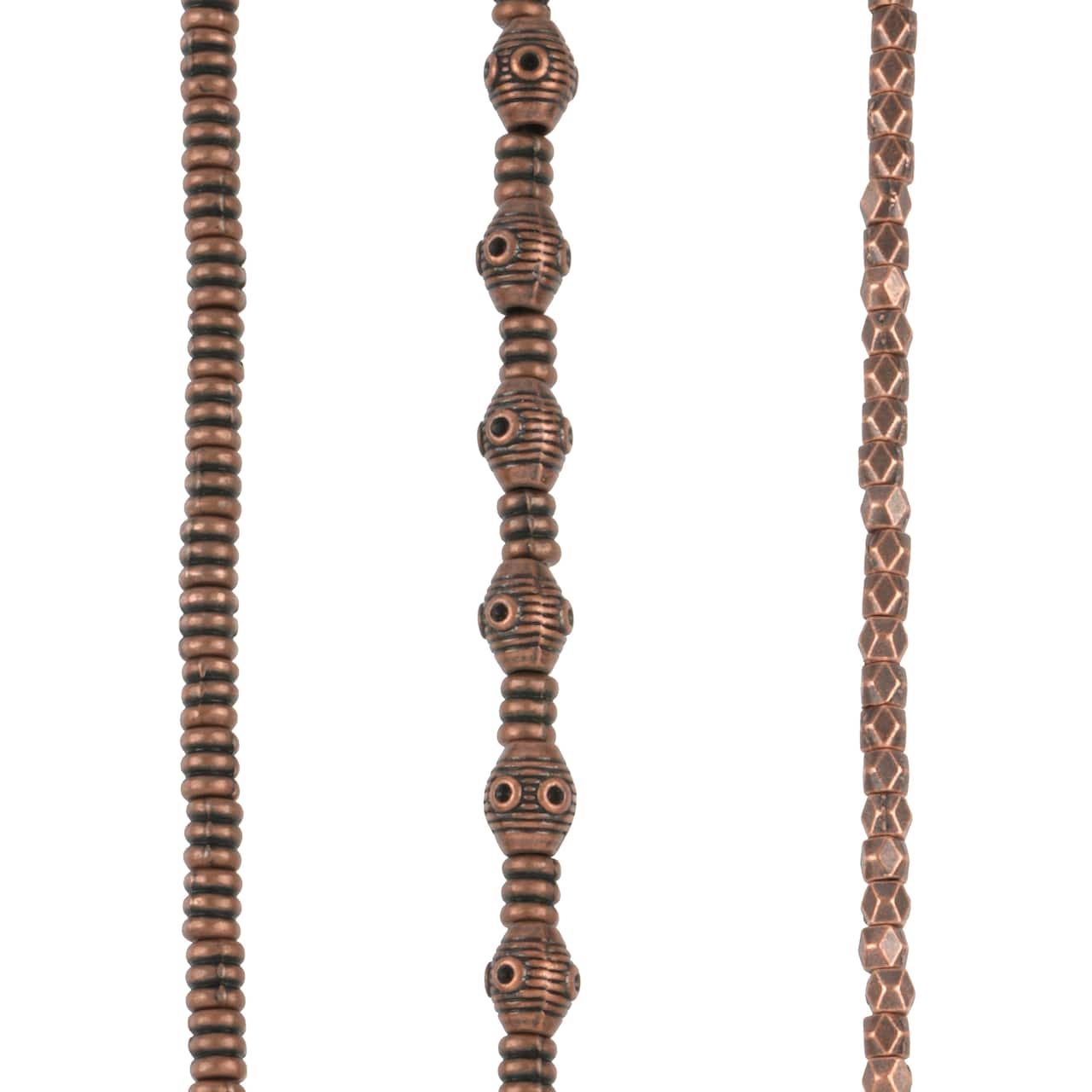 12 Pack: Oxidized Copper Metal Mixed Beads by Bead Landing™